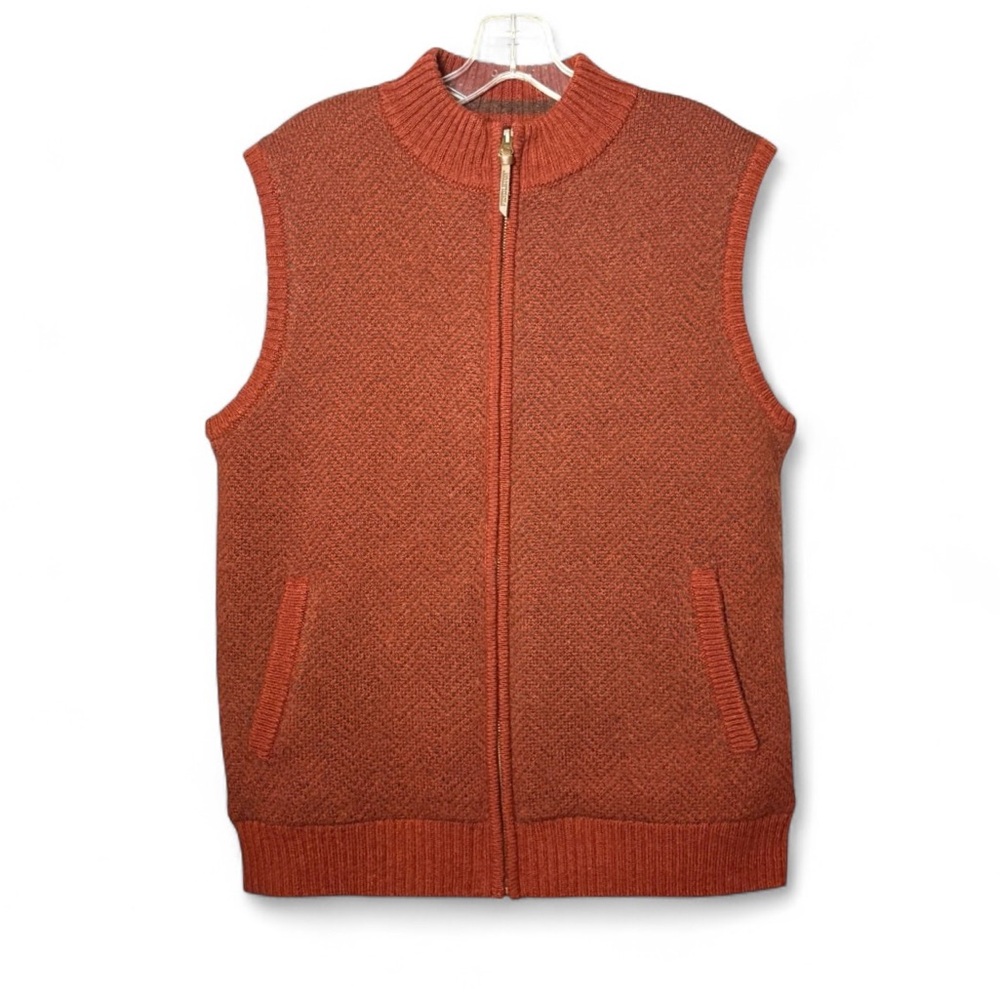 Pendleton Shetland Wool Sweater Vest Rust Zip Up Men's M